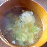 ゆで豚の残り汁でスープ